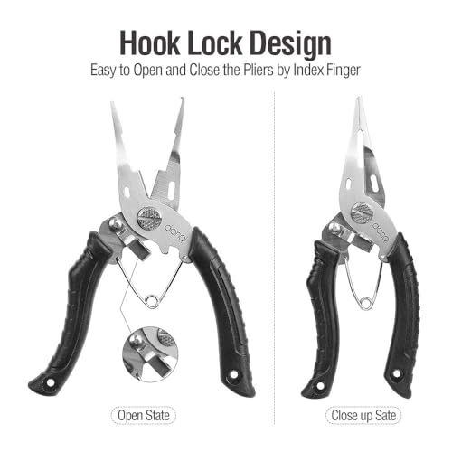 DONQL Fishing Pliers Fishing Hook Remover Stainless Steel Fishing Tongs Multifunctional Split Ring Pliers Line Cutter Handy as Disgorger & Scissor - Image 2