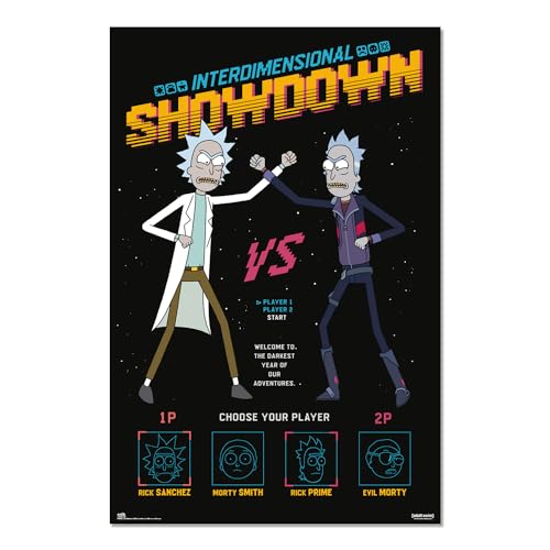 Grupo Erik Póster de Rick y Morty Interdimensional Showdown - 35.8 x 24.2 pulgadas / 91 x 61.5 cm - Se envía enrollado - Pósteres geniales - Póster artístico - Pósteres e impresiones - Pósteres de
