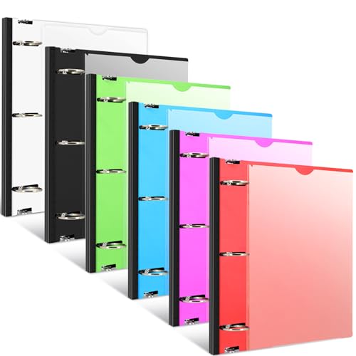 INFUN 1.5 Inch Telescoping 3 Ring Binder - 6PCS Flexible Round Binder with Customizable Front Cover and Clear Catalog Pocket 1.5Inch Rings 370 Sheet Capacity