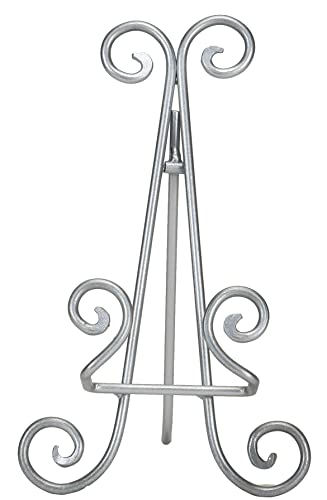 Red Co. 9” Tall Decorative Curved Scroll Metal Wire Display Plate Stand & Art Holder Easel, Silver #TOP17