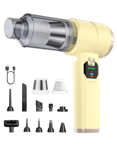 Image of Portable Cordless Car Vacuum,4-in-1Handheld Cordless Vacuum with 30000Pa Suction,130000RPM,6800mAh Battery,10Nozzles,Rubber Paint Material for Car,Home,Birthday Gifts for Men Dad Husband(cream yellow)
