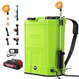 Battery Powered Backpack Sprayer 5.3 Gallon 20L,MCY 100 PSI Electric Graden Sprayer Work,Weed Yard Sprayer with 21V Strong Battery,8 Nozzles,Telescopic Wand,2.6Ah Battery and Chargers Included
