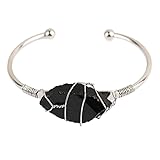 LOVDUSA Natural Crystal Stone Amorphous Hand-wound Bracelet for Healing and Meditation(Obsidianwire)