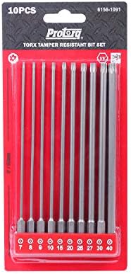 Protorq TORX Tamper Resistant Bits, Security TORX Bits (T7-T40), Security Star Bits, 150mm, 10 -Pieces, High Grade S2 Steel
