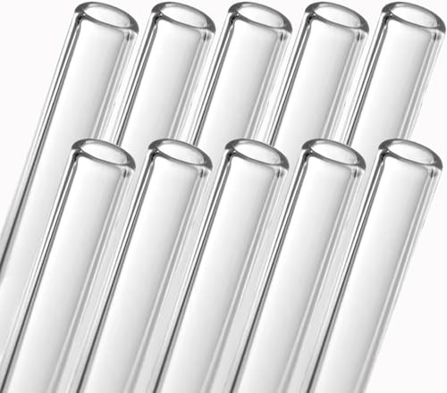 Image of 10 Pack 4 Inch Long Borosilicate Glass Blowing Tubes 10mm OD 1.5mm Thick Wall Tubing Clear Tubes For Lab Experiments DIY Projects Industrial Use with 2 Cleaning Brush