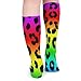Fashion Extra Long Thigh Leg Warmers Stockings, Colorful Cheetah Leopard Animal Print Rainbow Knee High Winter Boot Socks