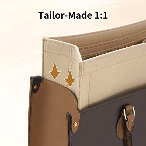 Bag Organizer For Onthego Premium Felt Purse Organizer Insert For Tote Handbag With Zipper Pocket (X-Large, Gm, Beige) #TOP5