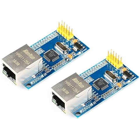 JESSINIE 2Pcs W5500 Ethernet Network Module SPI Interface Full Hardware TCP/IP Protocol 3.3V 5V W5500 STM32 Microcontroller Ethernet Network for Arduino Cover