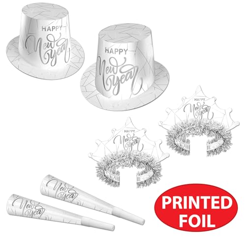 Fournitures de fête NYE Beistle fabriquées aux USA avec chapeaux et diadèmes blancs