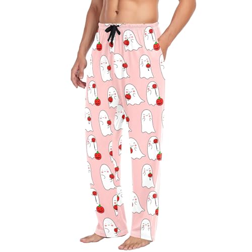 Spirits and Pumpkins Men's Cotton Pajama Pants with Pockets and Drawstring Comfortable and Stylish,S4