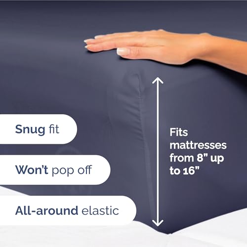 Image of King Size 4 Piece Sheet Set - Ultra Soft & Cooling Sheets - Deep Slate Blue