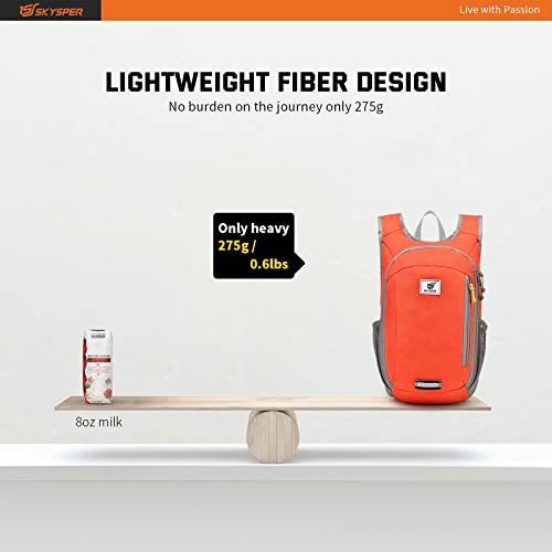 Skysper Small Daypack 10L Hiking Backpack Packable Lightweight Travel Day Pack For Women Men(Orange) #TOP1