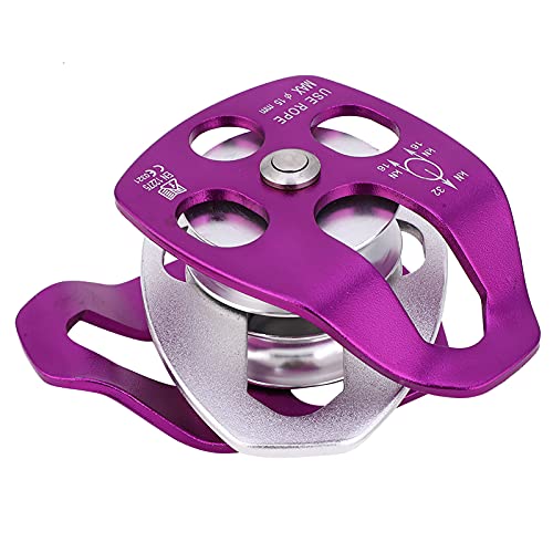BOROCO Doppelte Riemenscheibe,EN 12278 Seitenschaukel Klettern Seilrolle,32KN Lila Luftfahrtaluminium Umlenkrollen für Outdoor,Klettern, Bergsteigen
