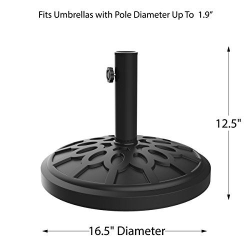 Pure Garden Patio Umbrella Base - 19 Lbs Black 1.9" #TOP1