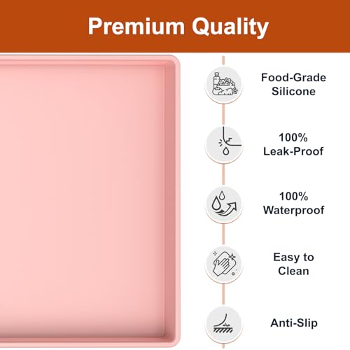 ukeetap Extra Thick Silicone Mat Waterproof with Raised Edge 34" x 22", Under Sink Mat for Kitchen & Bathroom, Kitchen Cabinet Liner, Multi-Purpose for Storage & Protection, Pink by ukeetap - Image 2