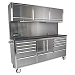 JEGS 72" Rolling Tool Chest Cabinet 11-Drawer with Upper Storage Stainless - Image 4