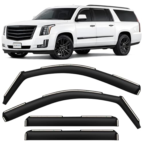 Image of CLIM ART in-Channel Incredibly Durable Rain Guards for Cadillac Escalade ESV 2015-2020, Original Window Deflectors, Vent Window Visors, Vent Deflector, 4 pcs. - 615259