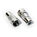 QTY 6 - F CONNECTOR MALE PLUG TO RCA FEMALE SOCKET - COAX/COAXIAL PHONO ADAPTER
