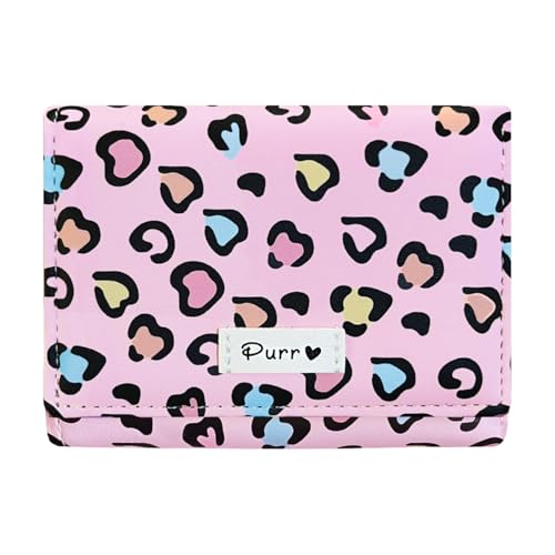Sunwel Fashion Girls Cute Cow Print Mini Wallet Small Wallet Cash Pocket Card Holder ID Window Purse for Women (COLORFUL LEOPARD)
