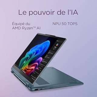 Lenovo Yoga 7 2-in-1 14AKP10 - Ordinateur Portable AI 2-en-1 14'' OLED (AMD Ryzen AI 5 340, RAM 16Go, SSD 512Go, AMD Radeon 840M Graphique, Windows 11 Home) Clavier rétroéclairé AZERTY - Tidal Teal