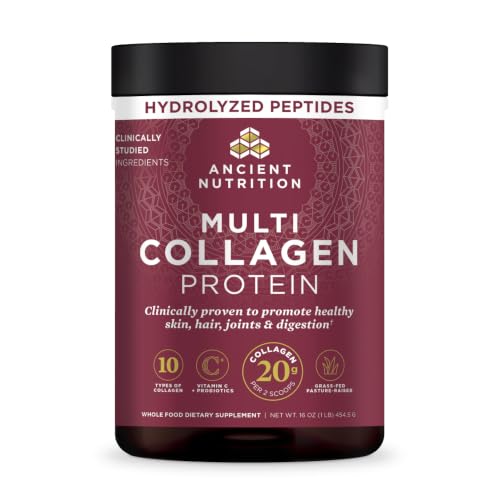 Ancient Nutrition Multi Collagen Protein Peptides 16oz Unflavored with Probiotics & Vitamin C