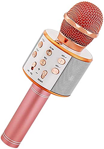 Microfono Karaoke, Regalos para Niña 3-12 Años, Karaoke Microfono Bluetooth Juguetes para Niños, Juguetes para Niña - Regalo Navidad Niño Halloween (Rosa Gold)