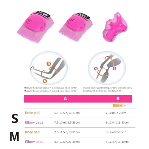 Kids 6 in 1 Skate Protective Gear Set, Pink, M - image 6