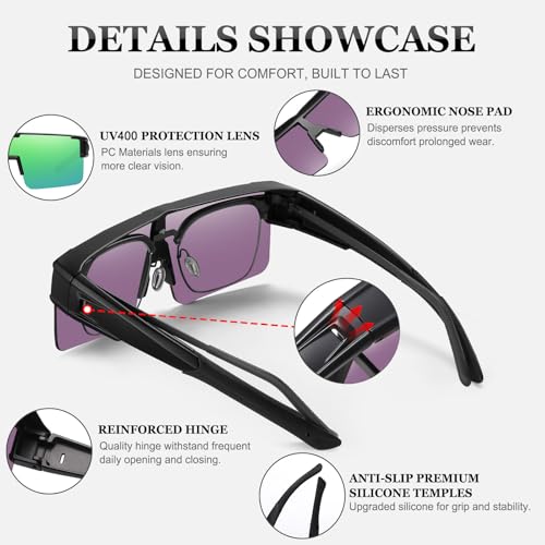 Image of HAOLOTA Fit Over Glasses Sunglasses for Men, Wrap Around Sunglasses for Driving Cycling Outdoors UV Protection