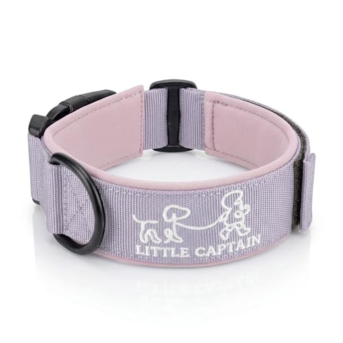 little Captain Lieblingshalsband | perfekte Ergänzung zur Zauberleine | Gepolstertes Hundehalsband mit Wow-Effekt | robuste Schnalle und größenverstellbar | Halsband für Familienhunde (Flieder, M)