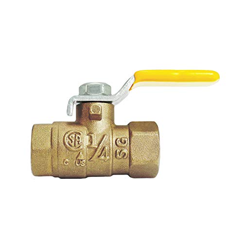 Nigo Industrial Co. 240 Series Forged Brass Mini Gas Ball Valve, CSA Certified, NPT Female, Standard Port 600WOG (1/4" NPT x 1/4" NPT, Lever Handle)