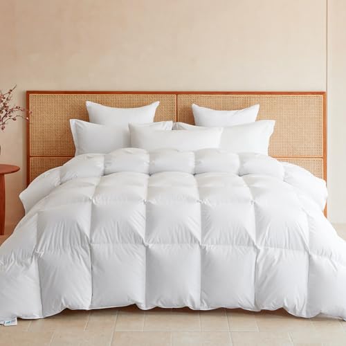 LeWinBedding Goose Feather Down Fiber Comforter King Size, All Season Duvet Insert, 750+FP Hotel Bed...