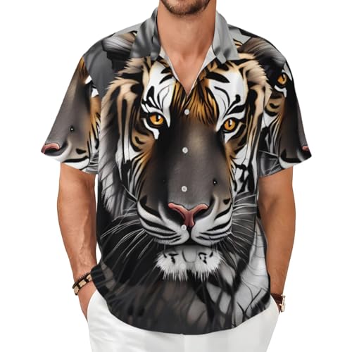 Camisa hawaiana de tigre para vacaciones de verano y tardes de playa
