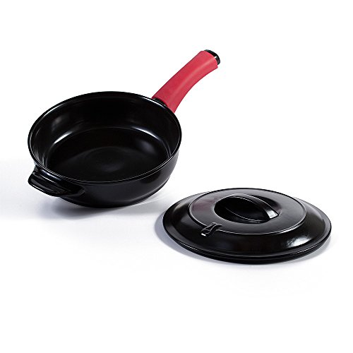 Xtrema - Premium 100% Ceramic Cookware- Green All Natural Frying Pan/Braising Skillet W/Lid and Silicone Handle Potholder - Dishwasher, Stove, Oven, Grill, Microwave Safe - 10 Inch Black