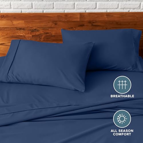 Image of Bare Home Microfiber Pillow Cases - Standard /Queen Size Set of 2 - Cooling Pillowcases - Double Brushed - Dark Blue Pillowcases 2 Pack - Easy Care (Standard Pillowcase Set of 2, Dark Blue)