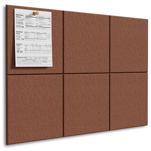 Image of MaxGear Felt Bulletin Board 36 inch x 24 inch, Chocolate Brown Felt Wall Tiles