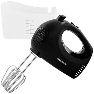 OVENTE 5-Speed Electric Hand Mixer with Stainless Steel Mixing Whisk, Snap-On Storage Case, Portable & Lightweight 150W Motor, Compact Handheld Mixer for Baking, Blending or Cooking, Black HM151B
