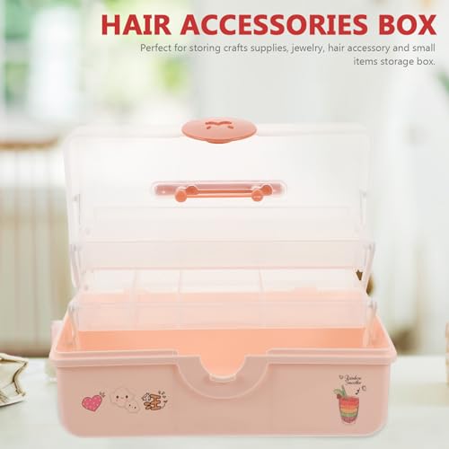 Caja de almacenamiento rosa multicapa de gran capacidad en material PP para pelo 7