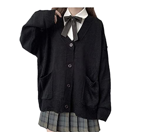 Womens Japanese Cute Kawaii Knitted Cardigan Sweater Cosplay Long Sleeve Button Down JK School Uniform Jacket2