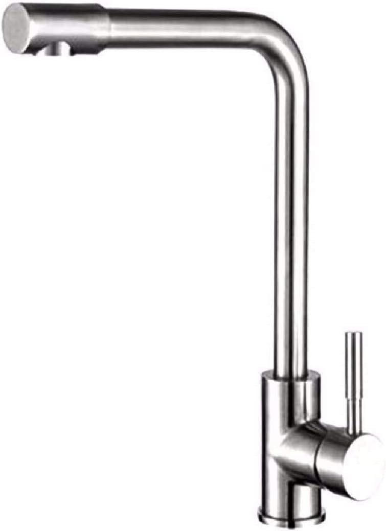 Robinet cuisine rotatif inox 304 avec double sortie eau chaude et froide
