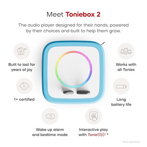 Image of Toniebox 2 My First Farm Bundle for Kids 1+ with Soft and Squeezable Cow, Horse, and Pig - Sky Blue