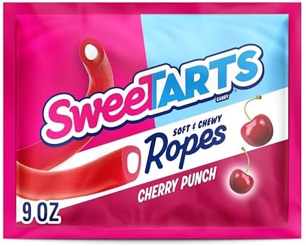 SweeTARTS Ropes Cherry Punch Candy, Soft & Chewy, 9 oz