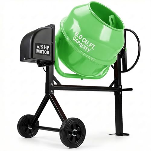 TABU 6.0 Cu.Ft. Electric Cement Mixer, Portable, Green