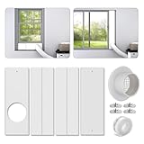 Dry Vent Window Kit for Dryer Vent Hose with 4' Diameter, Adjustable Window Dryer Vent Panels with Adjustable Length Panels and Insulating Foam Seal Strip (Max Length 59 inch)