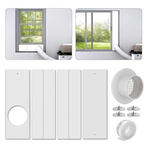 13 PCS Dry Vent Window Kit for Dryer Vent Hose with 4" Diameter, Adjustable Window Dryer Vent Panels with Adjustable Length Panels and Insulating Foam Seal Strip (Max Length 59 inch)