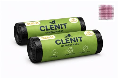 Image of Garbage Bags | Medium| 60 Bags | 30 Bags X 2 Rolls| Black
