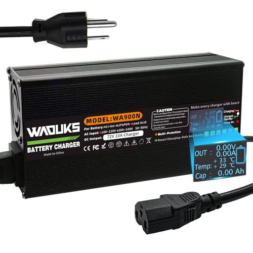 WAOUKS 72V 10A Lead Acid AGM Gel VRLA OPZV Battery Charger Used for 72V Lead Acid Battery with C13 N+L- Output Connector