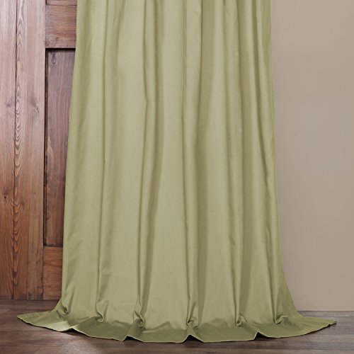 Image of HPD Half Price Drapes Solid Tie Top Cotton Curtains 96 Inches Long (1 Panel) Luxury Light Filtering Curtains for Living Room, Modern Semi Sheer Curtain for Bedroom, 50W X 96L, Mountain Moss