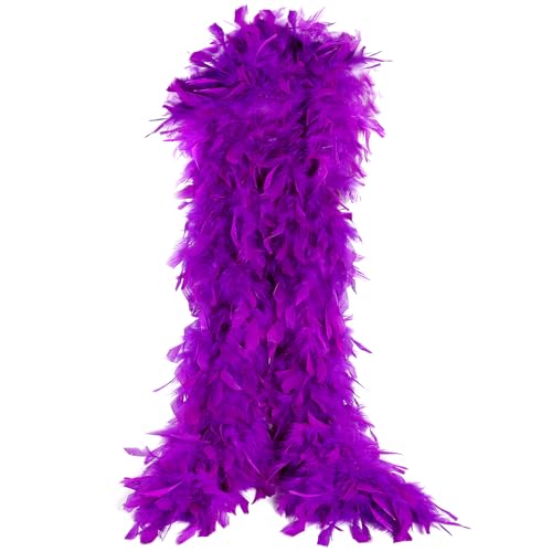 THARAHT Purple Chandelle Turkey Feather Boa 2 Yards 38g for DIY Craft Home Dancing Wedding Party Halloween Costume Decoration Feather Boa