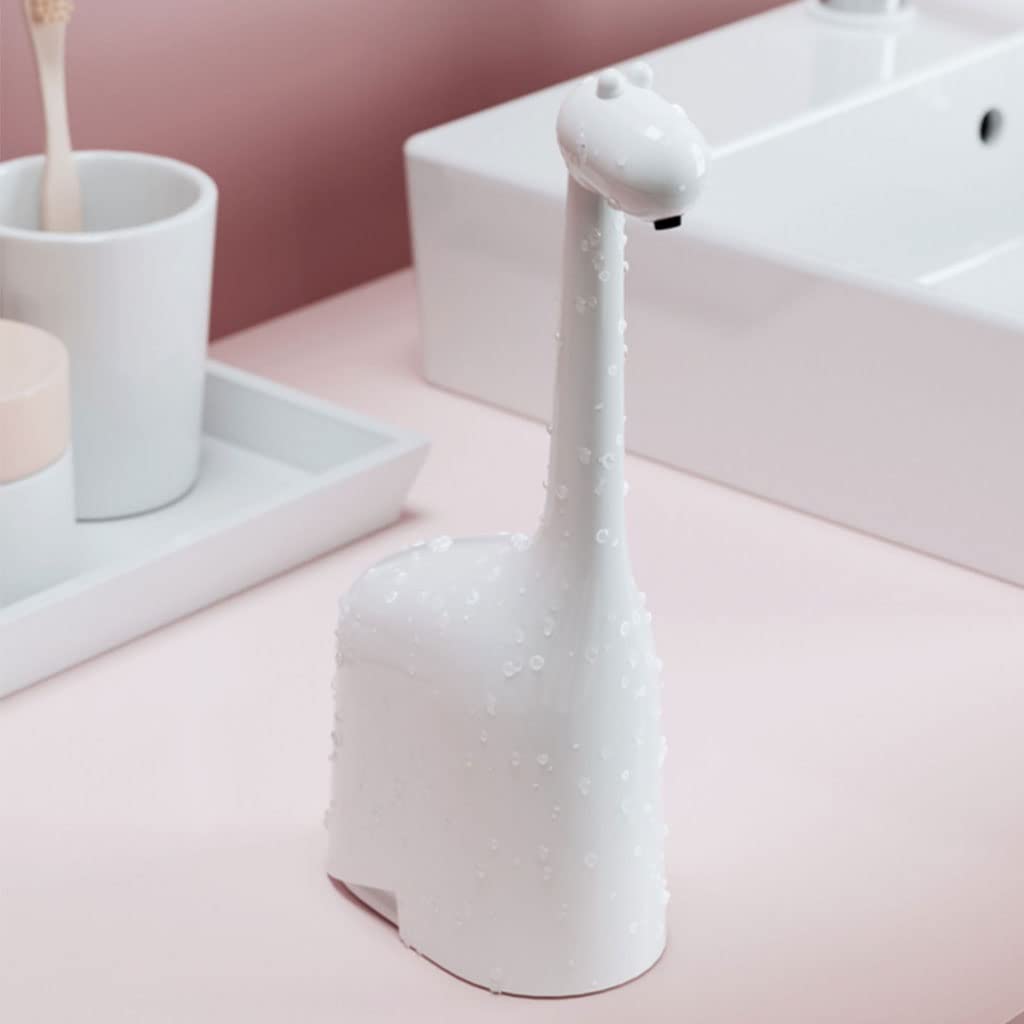 Pratico Dispenser Automatico di Sapone in Schiuma Dispenser Bianco da Cucina da appoggio Bottiglia di Sapone da Bagno 300 ml (10,1 Once) Ricaricabile Popolare
