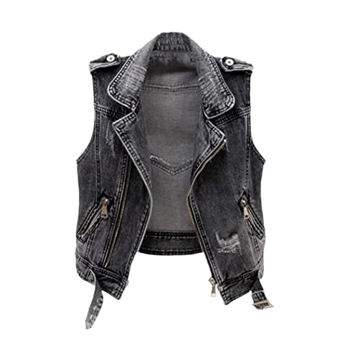 Veste courte sans manches femme gris fumé mode sauvage veste sans manches 3XL